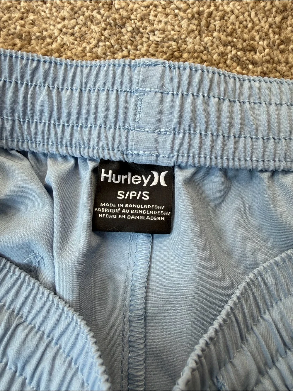 Hurley Men’s S 18” Volley Swim Shorts Mineral Blue Stretch Swim Trunks